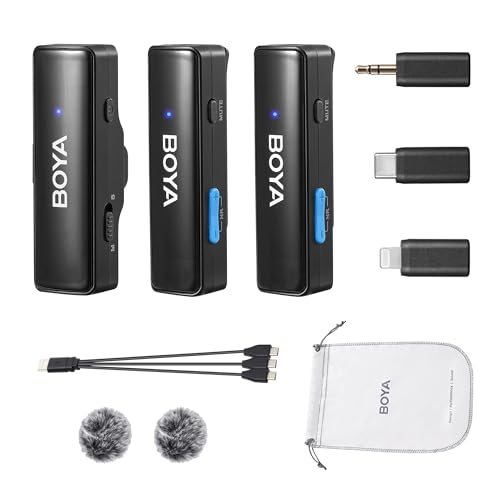 BOYA Wireless Lavalier Mikrofon, BOYALINK A1 Mini Ansteckmikrofon für iPhone Android Kamera PC Laptop Videoaufnahme, Vlog, Podcast Live Stream Interview (TX+RX) von BOYA