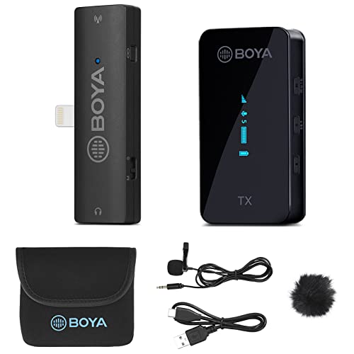 Boya Wireless Lavalier -Mikrofonsystem, Dual -Mikrofon -Mikrofonmikrofon 2.4GHz für iPhone/Android, Kamera DSLR -Mikrofon -Audio -Monitor in Echtzeit Vlog Vlog (S3) von Boya