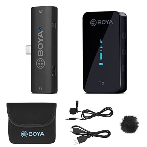 Boya Wireless Lavalier -Mikrofonsystem, Dual -Mikrofon -Mikrofonmikrofon 2.4GHz für iPhone/Android, Kamera DSLR -Mikrofon -Audio -Monitor in Echtzeit Vlog Vlog (S5) von Boya