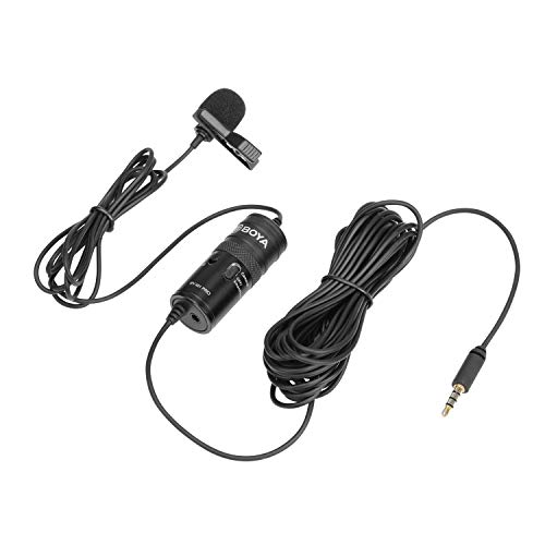 Boya by-M1 Pro Ansteckmikrofon, Clip-on Lavalier-Mikrofon für iPhone Android Smartphones, DSLR-Kamera-Camcorder, Audio-Recorder, PC-Laptop-Aufnahme, Schwarz von Boya