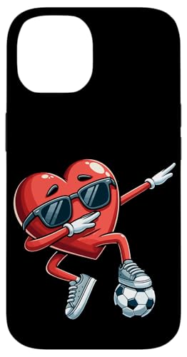 Hülle für iPhone 14 Lustiges Dabbing-Herz, Fußballspiel, Kinder, Jungen, Valentinstag von Merch von Amazon