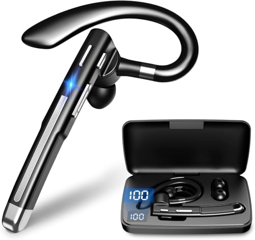 Bluetooth Headset mit Mikrofon, In Ear Freisprech Handy Kabellos Kopfhörer mit LED Ladebox für Autofahren/Business/Büro, IPX7 Wasserdicht, Kompatibel mit iPhone Android Smartphones und Tablets von Boytond