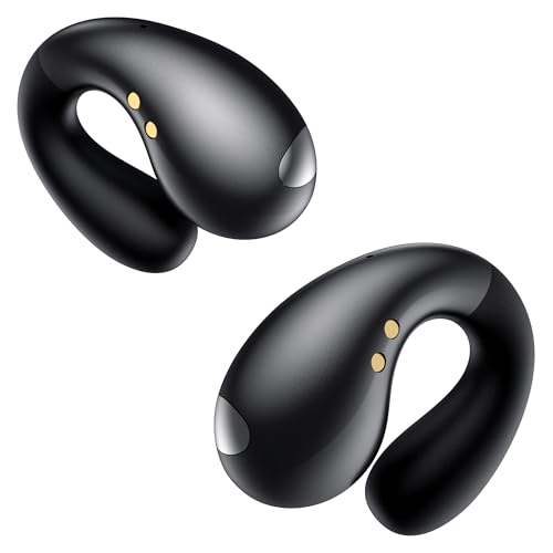 Boytond Ultra Open Ear-Ohrhörer Kabellos Bluetooth - Ergonomische Clip-On-Kopfhörer, Kleine Knochenleitungs-Ohrhörer mit wasserdichtem Design, perfekte Laufkopfhörer für Sport, Obsidian Schwarz von Boytond