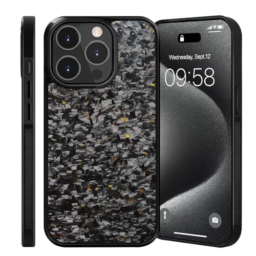 Bpoeee Forged Carbon Fiber Phone Case, Carbon Fiber Case, Carbon Fiber Phone Case for iPhone 16 15 14 13 12 Pro Max (Yellow,13) von Bpoeee