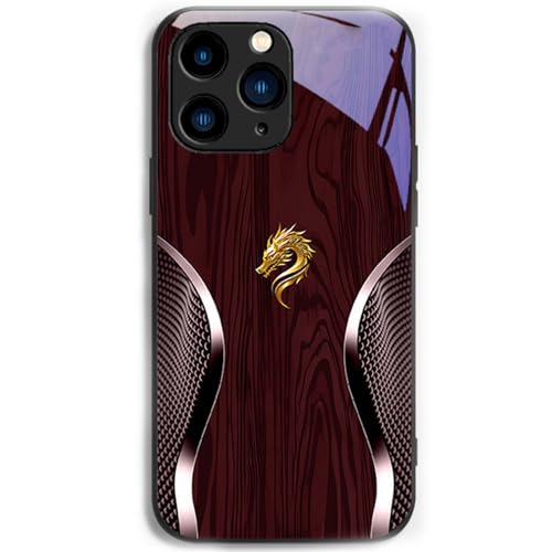 Bpoeee Personalized Dragon Compatible for Magsafe Glass Phone Case, Full-Coverage Shockproof Dragon Compatible Glass Phone Case for iPhone 16/15/14/13/12/11 Plus Pro Max (for iPhone 12 ProMax,Red) von Bpoeee