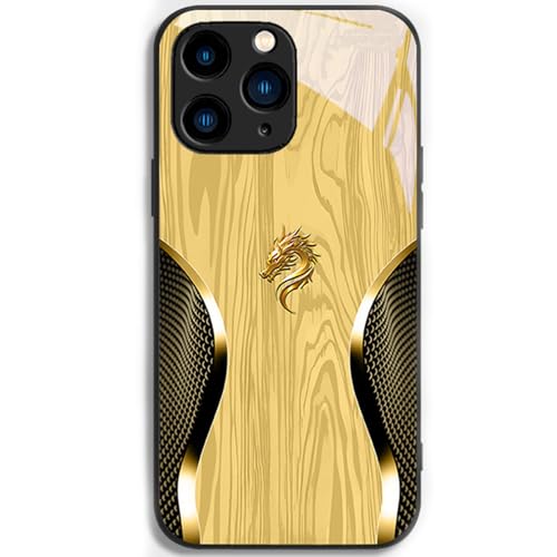 Bpoeee Personalized Dragon Compatible for Magsafe Glass Phone Case, Full-Coverage Shockproof Dragon Compatible Glass Phone Case for iPhone 16/15/14/13/12/11 Plus Pro Max (for iPhone 12 ProMax,Yellow) von Bpoeee