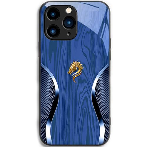 Bpoeee Personalized Dragon Compatible for Magsafe Glass Phone Case, Full-Coverage Shockproof Dragon Compatible Glass Phone Case for iPhone 16/15/14/13/12/11 Plus Pro Max (for iPhone 13 ProMax,Blue) von Bpoeee