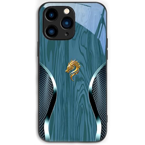 Bpoeee Personalized Dragon Compatible for Magsafe Glass Phone Case, Full-Coverage Shockproof Dragon Compatible Glass Phone Case for iPhone 16/15/14/13/12/11 Plus Pro Max (for iPhone 13 ProMax,Cyan) von Bpoeee