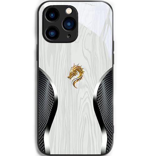 Bpoeee Personalized Dragon Compatible for Magsafe Glass Phone Case, Full-Coverage Shockproof Dragon Compatible Glass Phone Case for iPhone 16/15/14/13/12/11 Plus Pro Max (for iPhone 13 ProMax,White) von Bpoeee
