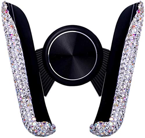 Bprtcra Strass Handyhalterung Auto Handy Halterung Lüftung Autohalterung,Bling Glitzer Diamant Universale 360° Drehbar KFZ Handyhalter kompatibel mit iPhone Galaxy Huawei Smartphone (White) von Bprtcra