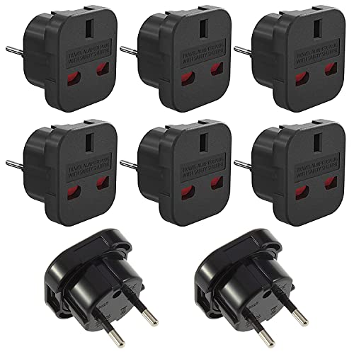 8 StüCk UK Adapter auf EU, Adapter UK auf DE, Adapter England Deutschland Stecker, UK to EU Adapter, Reiseadapter UK auf EU, 3-Polig UK Reiseadapter auf 2-Polige Eu-Steckdose von Bqweun