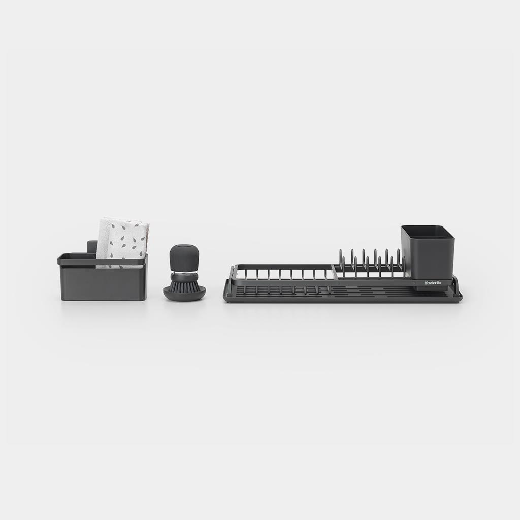 Brabantia Abtropfgestell-Set - Abtropfer - Rack - Freistehend - Besteck - Geschirrspülmittel - Trinkbehälter - Utensilien - Schwarz - Rechteck (660184) von Brabantia