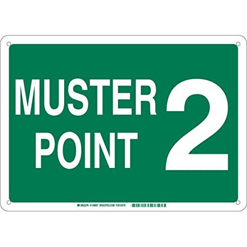 Brady 139673 Aluminium "Muster Point 2" Schild, Text, 25,4 cm H x 35,6 cm B, Weiß auf Grün von Brady