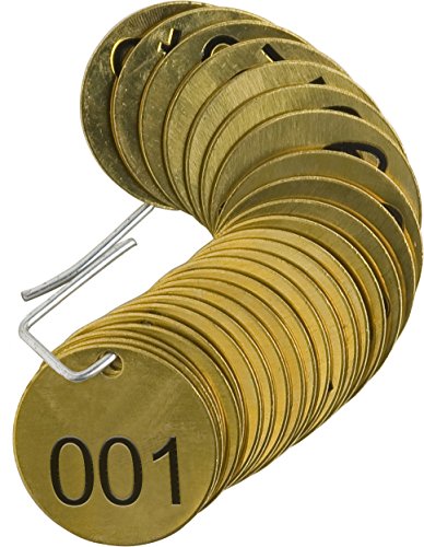 Brady 23200 25 Stück Ventiletiketten Messing geprägt B-907 Ø 3,8 cm rund messingfarben Sequenz 001-025 von Brady