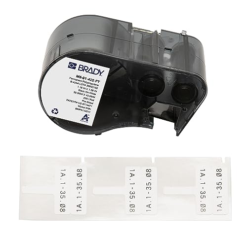 Brady M5-01-425-FT Etiketten aus Polypropylen für Etikettendrucker BMP51/BMP53/M511-200, selbstklebend, Schwarz auf Weiß (30,00 mm (B) x 40,01 mm (H)) von Brady