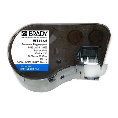 Brady MFT-01-425 PP B-425 Druckerpatrone für Beschriftungsgerät, 0,03-0,43 cm Breite x 9,92 cm Höhe, für BMP51/BMP53 Drucker, Schwarz auf Weiß Brady MFT-01-425 PP B-425 Druckerpatrone für Beschriftungsgerät, 0,03-0,43 cm Breite x 9,92 cm Höhe, für BMP51/BMP53 Drucker, Schwarz auf Weiß von Brady