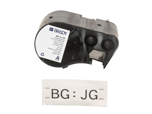 Brady Polyethylen-Etikettenband für Etikettendrucker BMP51/BMP53/M511 - 80 Klebeetiketten - Schwarz auf Weiß (76,20 mm (B) x 19,05 mm (H)) - M5-12-109 von Brady