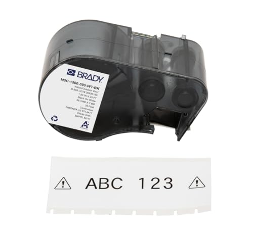 Brady Vinyl-Etikettenband für Etikettendrucker BMP51/BMP53/M511 - Klebeetiketten - Schwarz auf Weiß (38,10 mm (B) x 7,62 m (L)) - M5C-1500-595-WT-BK von Brady