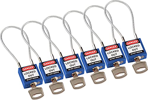 Kompaktes Kabel-Sicherheitsvorhängeschloss, 32mm x 16mm, Blau, 6er-Pack von Brady