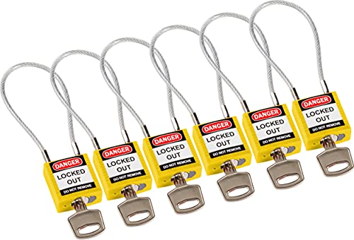 Kompaktes Kabel-Sicherheitsvorhängeschloss, 32mm x 16mm, Gelb, 6er-Pack von Brady