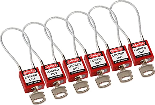 Kompaktes Kabel-Sicherheitsvorhängeschloss, 32mm x 16mm, Rot, 6er-Pack von Brady