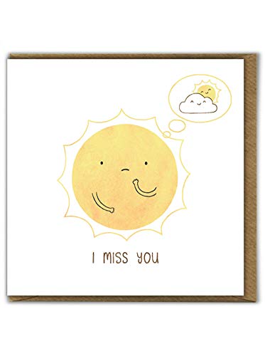 BrainBox Candy Süße Grußkarte"I Miss You", Sonnenschein und Wolken von Brainbox Candy