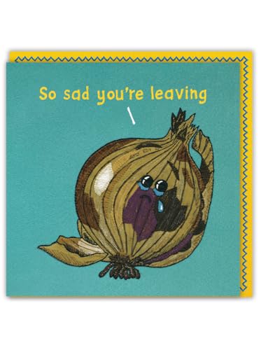 Brainbox Candy Lustige Abschiedskarte – Lucy Sparrow – Sew Your Soul – "So Sad You're Leaving" – niedliches geprägtes Zwiebel-Design – Humor-Grußkarte – für Ihn, sie, Männer, Frauen, Freunde, Partner Brainbox Candy Lustige Abschiedskarte – Lucy Sparrow – Sew Your Soul – "So Sad You're Leaving" – niedliches geprägtes Zwiebel-Design – Humor-Grußkarte – für Ihn, sie, Männer, Frauen, Freunde, Partner von Brainbox Candy