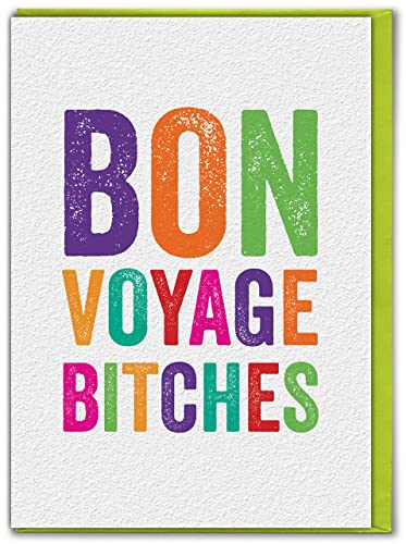 Brainbox Candy - Lustige Bon-Voyage-Karte – "Bon Voyage Bitches" – Abschiedskarte – freche Witzkarten – Neuheitskarten für Ihn und Ihre Freunde von Brainbox Candy