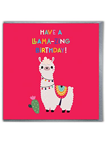 Brainbox Candy - Lustige Geburtstagskarte – „Llama-Zing“-Karte – niedliche Lama-Karte – für Kinder, Mädchen, Jungen, Ihn, ihre Freunde von Brainbox Candy