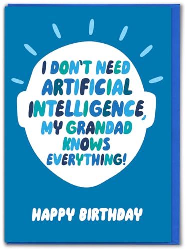 Brainbox Candy Lustige Geburtstagskarte – "AI Grandad" – Happy Birthday Karten für Großvater – frecher Witz Humor – Neuheitskarten von Enkel – Enkelin von Brainbox Candy