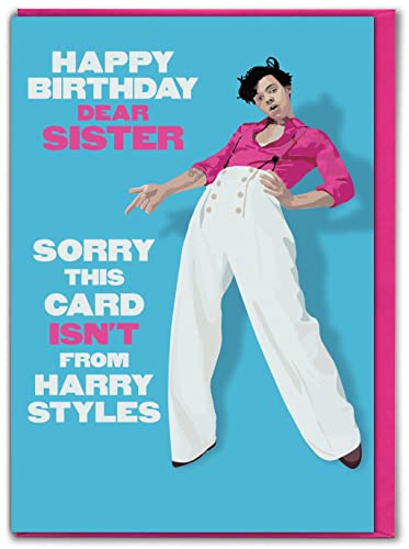 Brainbox Candy - Lustige Geburtstagskarte für Schwester – "This Card Isn't From" – Harry Styles Themenkarte – tolle Witzkarten für Geschwister mit einem Sinn für Humor von Brainbox Candy