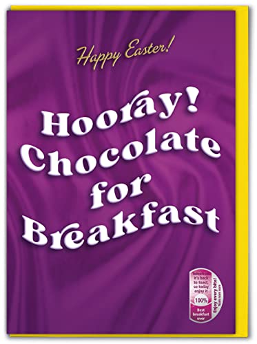 Brainbox Candy - Lustige Osterkarten – "Hooray Chocolate For Breakfast" – Schokoladenliebhaber – Frohe Ostern – Osterwünsche – Karten für Sie und Ihn, Kinder, Freunde, Familie von Brainbox Candy