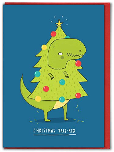 Brainbox Candy Lustige Dinosaurier-Karten für Sohn – Dinosaurier-Weihnachtskarten – Tree-Rex – für Sohn und Tochter von Brainbox Candy