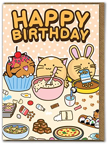 Brainbox Candy - Niedliche Kawaii-Geburtstagskarte – "Happy Birthday!" von Fuzzballs – niedliche Tierkarten für Sie und Ihn – Kindergeburtstagskarte – Kinderkarten von Brainbox Candy