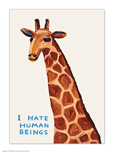 Brainbox Candy Offizielle David Shrigley Postkarte – "I Hate Human Beings" – lustige Postkarten – David Shrigley Kunst – A6 Druck – künstlerische Postkarte – verkauft von Brainbox Candy