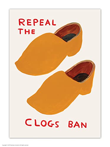 Brainbox Candy Offizielle David Shrigley Postkarte – "Repeal The Clogs Ban" – lustige Postkarten – David Shrigley Kunst – A6 Druck – künstlerische Postkarte – verkauft von Brainbox Candy