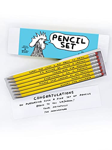 Brainbox Candy Offizielles David Shrigley – Bleistift-Geschenkset – 7er-Pack – Humor am Arbeitsplatz – lustige Schreibwaren – Geschenkidee für Männer, Frauen, Freunde von Brainbox Candy