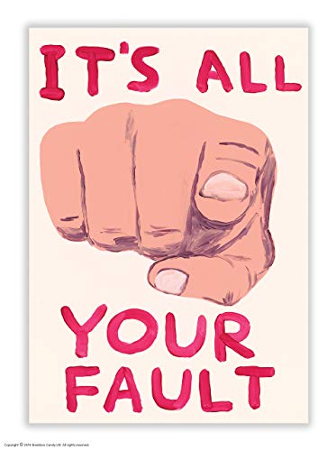 Brainbox Candy Postkarte, offizielles David Shrigley, lustig, lustig, Aufschrift "It's All Your Fault" von Brainbox Candy