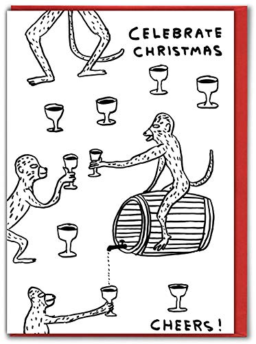 Brainbox Candy Weihnachtskarte, Motiv: David Shrigley, lustig, lustig, Motiv: Celebrate Monkeys von Brainbox Candy