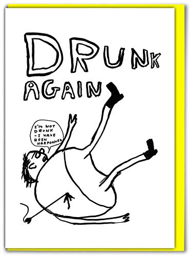 Humorvolle Grußkarte"David Shrigley Drunk Again" von Brainbox Candy