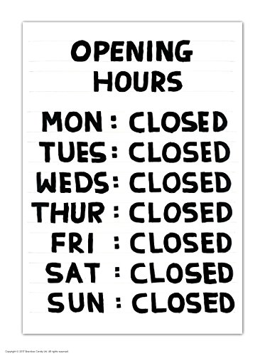 Lustige, humorvolle Postkarte "David Shrigley Opening Hours" Lustige, humorvolle Postkarte "David Shrigley Opening Hours" von Brainbox Candy