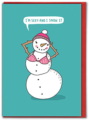 Lustige Weihnachtskarte "Sexy & I Snow It" von Brainbox Candy