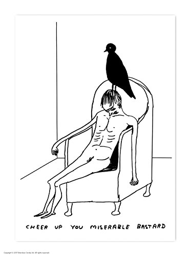 Offizielle David Shrigley Postkarte "Cheer up Miserable Bastard" von Brainbox Candy