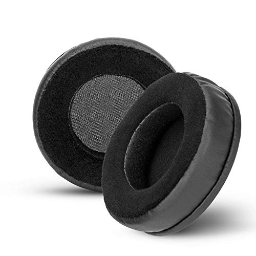 Brainwavz Runde Hybrid-Memory-Schaumstoff-Ohrpolster – schwarzes PU/Velours – geeignet für große Over-Ear-Kopfhörer von Brainwavz