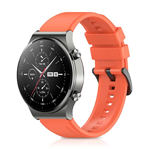 Braleto 22mm Sport Silikonarmband Verstellbares Ersatzarmband Kompatibel mit Huawei Watch GT 2 Pro (Orange) von Braleto