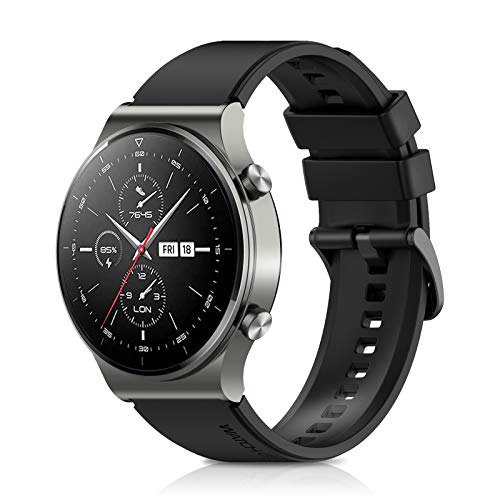 Braleto 22mm Sport Silikonarmband Verstellbares Ersatzarmband Kompatibel mit Huawei Watch GT 2 Pro (schwarz) von Braleto