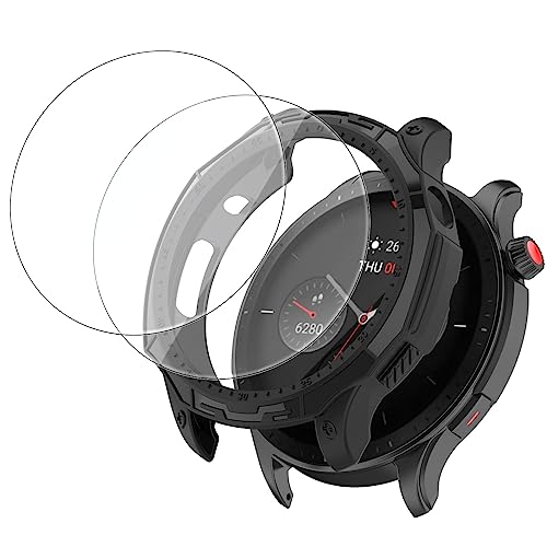 Braleto Hülle+2 Displayschutz schutzfolie Kompatibel mit Amazfit GTR 4, Verschleißfest Glas Displayschutzfolie Schutzhülle Smartwatch Zubehör von Braleto