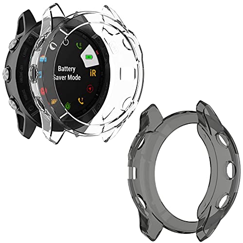 Braleto Hülle Kompatibel mit Garmin Fenix ​​​​6X, Schutzhülle mit aus Flexiblem TPU für Garmin Fenix ​​​​6X [Schwarz + Transparent] von Braleto