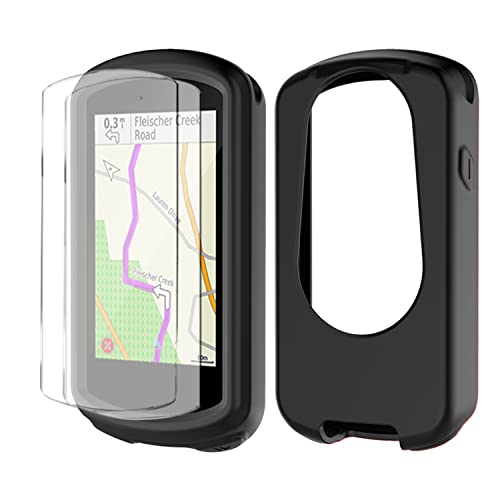 Braleto Silikon Hülle +2 Displayschutz schutzfolie Kompatibel mit Garmin Edge 1030,9H Härte Glas Displayschutzfolie GPS Bike Computer Zubehör (Schwarz) von Braleto