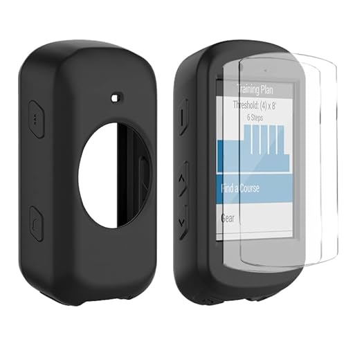 Braleto Silikon Hülle +2 Displayschutz schutzfolie Kompatibel mit Garmin Edge 530,9H Härte Glas Displayschutzfolie GPS Bike Computer Zubehör (Schwarz) von Braleto